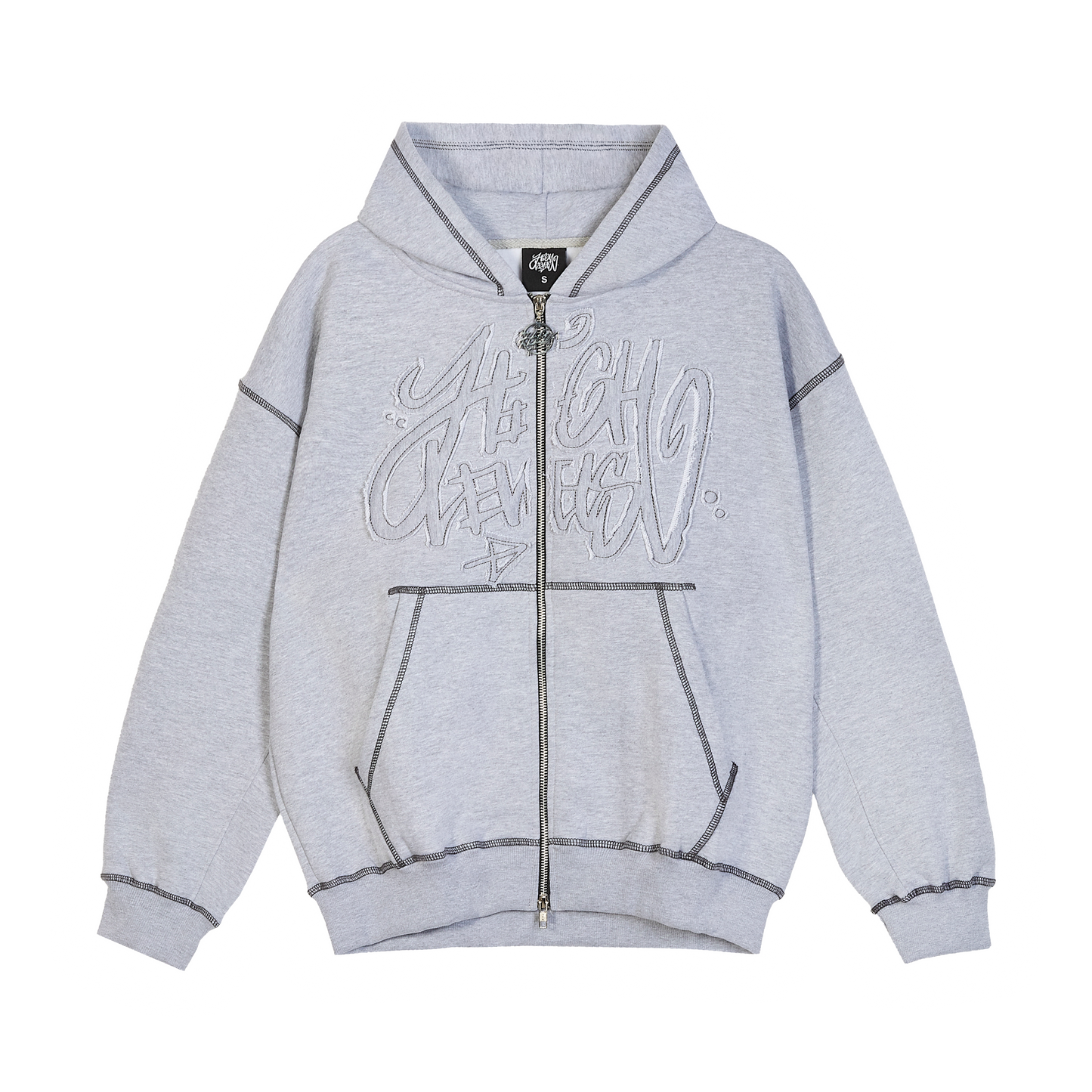 High Levels – Distressed Zip Up Hoodie – Slate