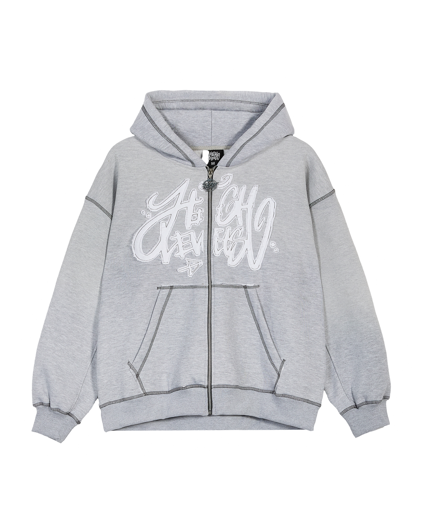 High Levels - Acid Wash Zip Up Hoodie - Grey
