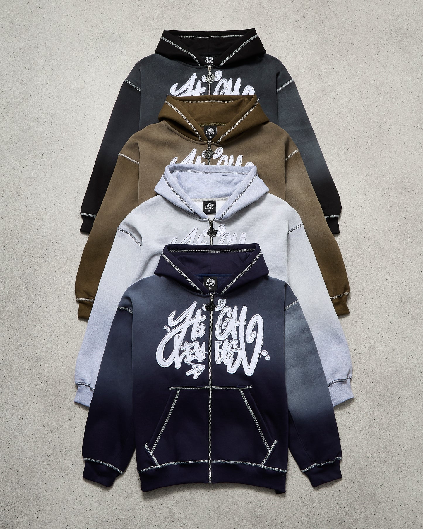 High Levels - Acid Wash Zip Up Hoodie - Khaki