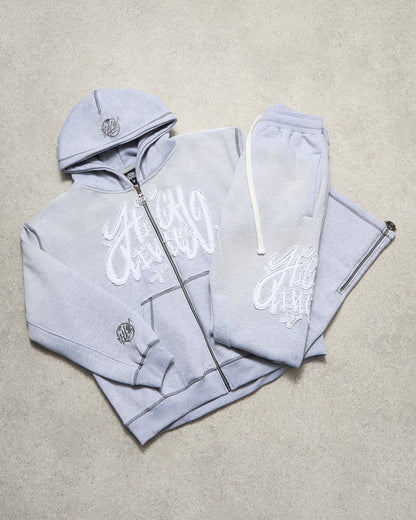 High Levels - Acid Wash Zip Up Hoodie - Grey